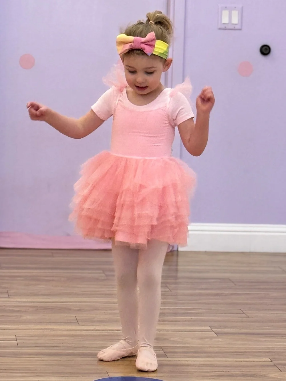 Posh Peanut Starry Pink Ruffled Tulle Smocked Dress